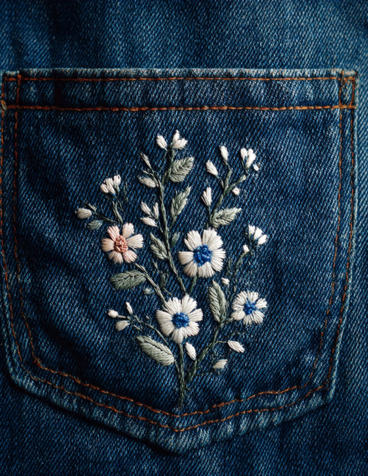 Floral Pocket Hand Embroidery Pattern PDF